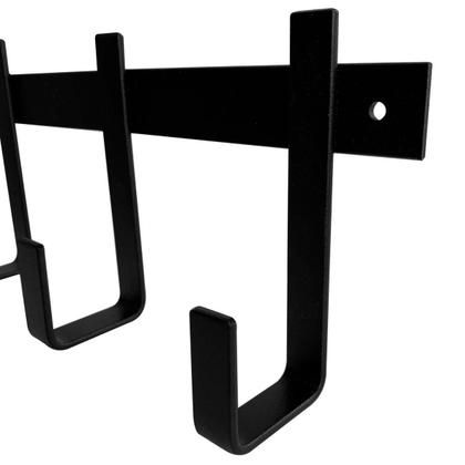 Imagem de Kit 3 Cabideiros de Parede com 5 Ganchos em Aço Preto para Pendurar Roupas Mochilas Bolsas Guarda Chuva