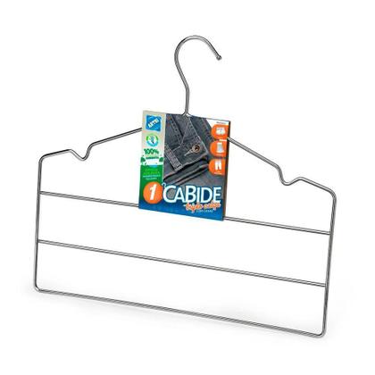 Imagem de Kit 3 Cabides Cromado C/Cavas Triplo Para Calças - Arthi