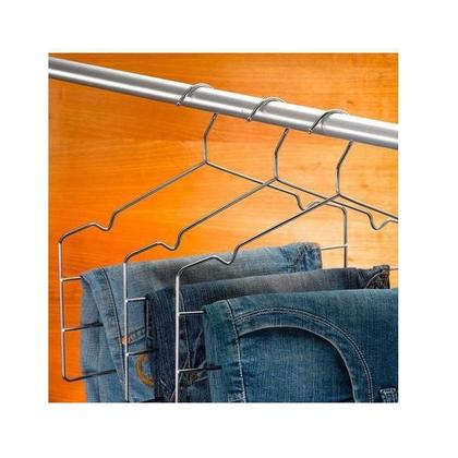 Imagem de Kit 3 Cabides Cromado C/Cavas Triplo Para Calças - Arthi