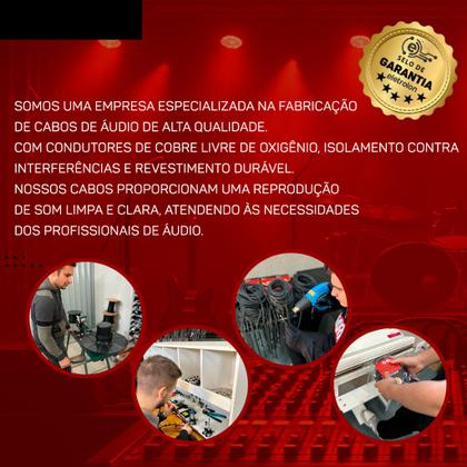 Imagem de Kit 3 Cabo P10 Mono Para P10 Mono 90º Graus Violão Guitarra Baixo 3m Metros - Pulse Eletrolon