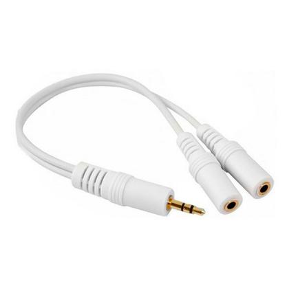 Imagem de Kit 3 Cabo P2 Stereo Para 2x J2 Stereo 15cm Ponta Gold Audio Performance Sound Branco