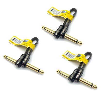 Imagem de kit 3 Cabo pedal EBS HP10 Flat Patch BK Gold 10cm High Perf