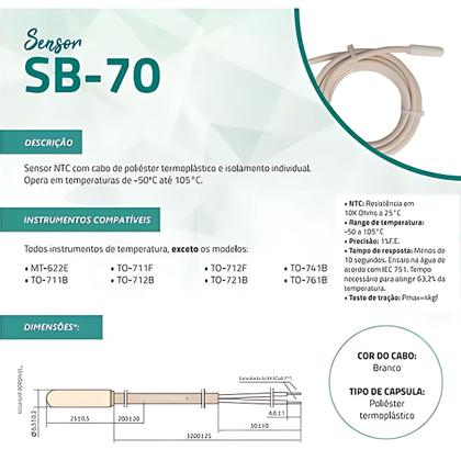 Imagem de Kit 3 Cabo Sensor De Temperatura Ntc 2m Sb70 Full Gauge