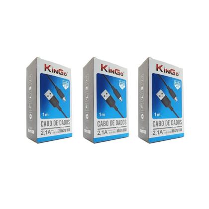 Imagem de Kit 3 Cabos Micro-Usb V8 Kingo Preto 1m 2.1A para Galaxy J4