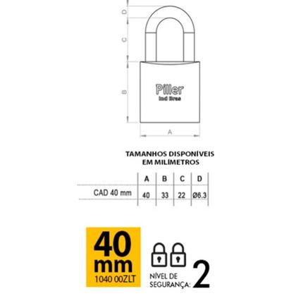 Imagem de Kit 3 Cadeado 40mm - Piller