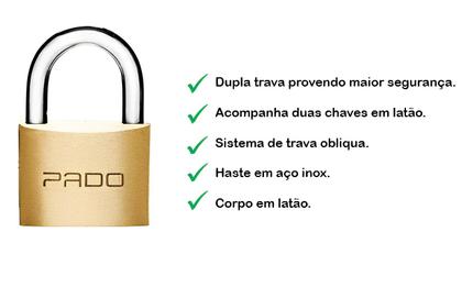 Imagem de Kit 3 Cadeados Pado 20mm Mesmo Segredos Iguais Mesma Chave
