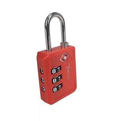 Imagem de Kit 3 Cadeados TSA Segredo Vermelho Papaiz Aeroporto Mala