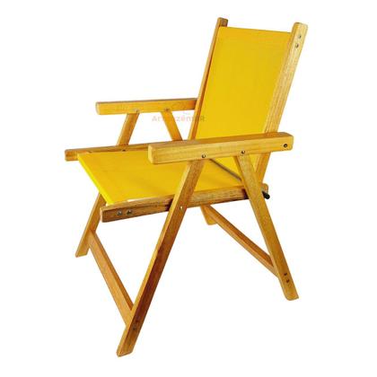 Imagem de Kit 3 Cadeira De Madeira Dobrável Para Lazer Jardim Praia Piscina Camping Amarelo - AMZ