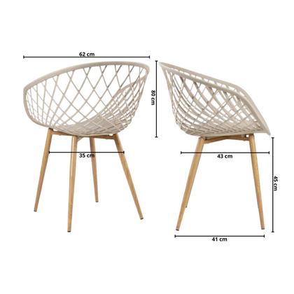 Imagem de Kit 3 Cadeiras Clarice Nest Wood Com Apoio de Braço Bege