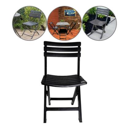 Imagem de Kit 3 Cadeiras de Plástico Dobrável Bistrô Preta Com Encosto