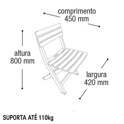 Imagem de Kit 3 Cadeiras de Plástico Dobrável Bistrô Preta Com Encosto