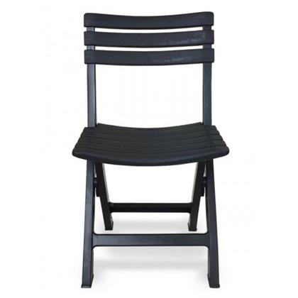 Imagem de Kit 3 Cadeiras de Plástico Dobrável Bistrô Preta Com Encosto