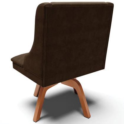 Imagem de Kit 3 Cadeiras Decorativas Sala de Jantar Base Giratória de Madeira Firenze Suede Marrom/Natural G19 - Gran Belo