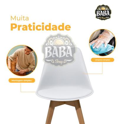 Imagem de Kit 3 Cadeiras Para Mesa De Jantar Sala Cozinha Estofada Saarinen Leda Eames Eiffel Wood Cinza