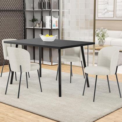 Imagem de Kit 3 Cadeiras Sala De Jantar Estofada Gavi L02 Linho Champagne - Lyam Decor