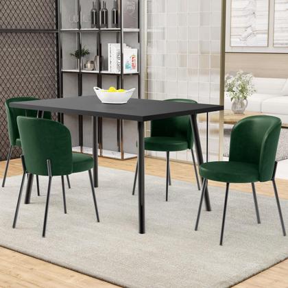 Imagem de Kit 3 Cadeiras Sala de Jantar Estofada Gavi L02 material sintético Verde Musgo - Lyam Decor
