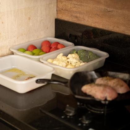 Imagem de Kit 3 Caixa / Bandeja Plástica 3,5L Multiuso Frigorífico Cozinha Sem Tampa