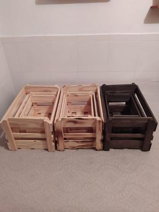 Imagem de Kit 3 caixa caixote de feira frutas ripado decorativo festa presente cesta natal varias cores grande