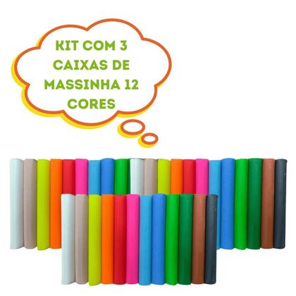 Imagem de Kit 3 caixa de massinha de modelar soft 12 cores 180g