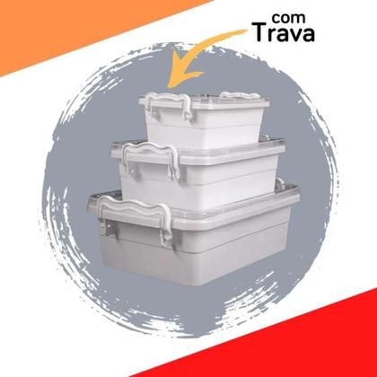 Imagem de Kit 3 caixa organizador porta joias mesa de escritorio multiuso