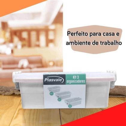 Imagem de Kit 3 caixa organizador porta joias mesa de escritorio multiuso