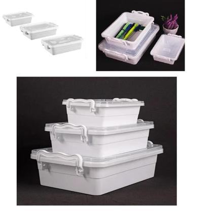 Imagem de Kit 3 caixa organizador porta joias mesa de escritorio multiuso