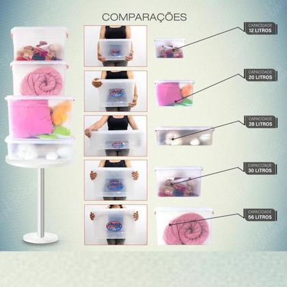 Kit 3 Caixa Organizadora 56 Litros Resistente Transparente Baú - Mandacaru Express Imagem de Kit 3 Caixa Organizadora 56 Litros Resistente Transparente Baú