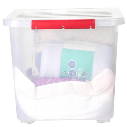 Imagem de Kit 3 Caixa Organizadora 80 litros com Rodinhas/Rodízios e Tampa e Travas Plástico Polipropileno Multiuso 80l - New Plastic