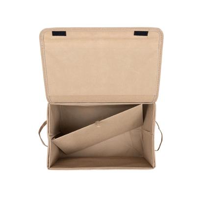 Imagem de Kit 3 Caixa Organizadora Bambu Natural Forrada Tampa Cesto Armazenamento Multiuso Organização Casa