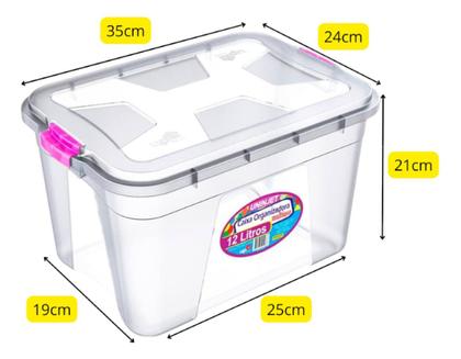 Imagem de Kit 3 Caixa Organizadora Empilhável 12l Com Tampa