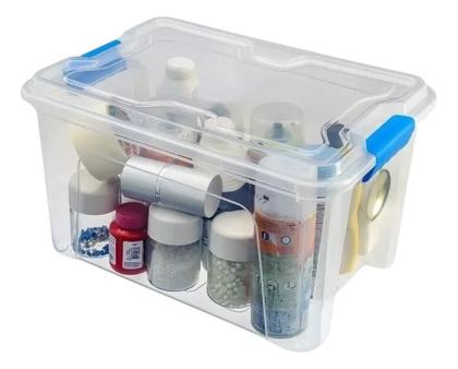 Imagem de Kit 3 Caixa Organizadora Empilhável 12l Com Tampa