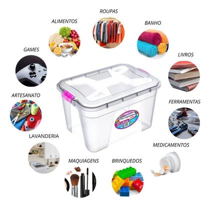 Imagem de Kit 3 Caixa Organizadora Empilhável 12l Com Tampa