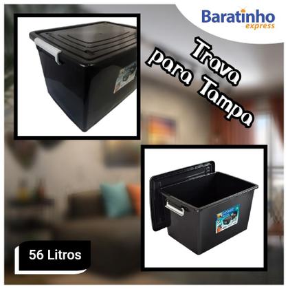 kit 3 Caixa organizadora multiuso C/ Trava 56 Litros - Arqplast Imagem de kit 3 Caixa organizadora multiuso C/ Trava 56 Litros