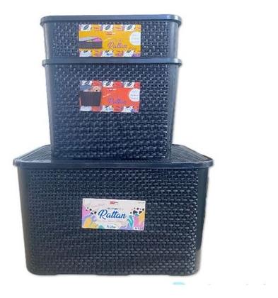 Imagem de Kit 3 Caixas Cesto Organizador Rattan 70, 25 E 10 Litros