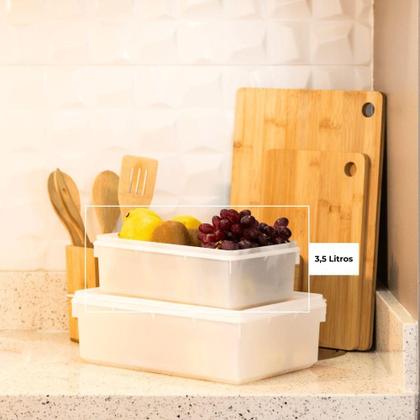 Imagem de Kit 3 Caixas Herméticas Plásticas Empilháveis 3.5l, 6.5l, 11l Branco