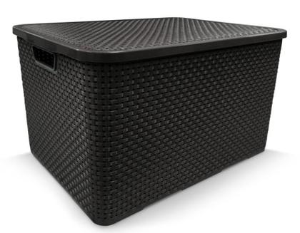 Kit 3 Caixas Organizadora Rattan Com Tampa 20 Litros Preto Arqplast Imagem de Kit 3 Caixas Organizadora Rattan Com Tampa 20 Litros Preto Arqplast