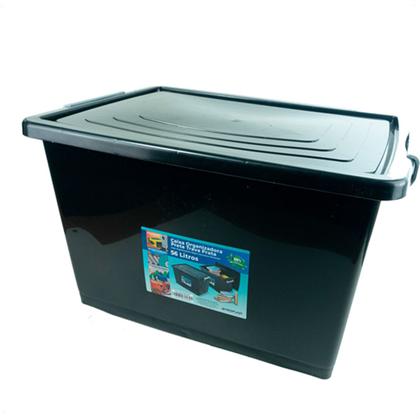 Kit 3 Caixas Organizadoras 56 Litros C/ Tampa e Trava Preta 25793PM Arqplast Imagem de Kit 3 Caixas Organizadoras 56 Litros C/ Tampa e Trava Preta 25793PM Arqplast