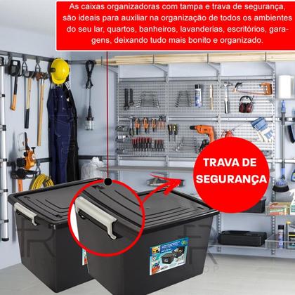 Imagem de Kit 3 Caixas Organizadoras 56 Litros Preta