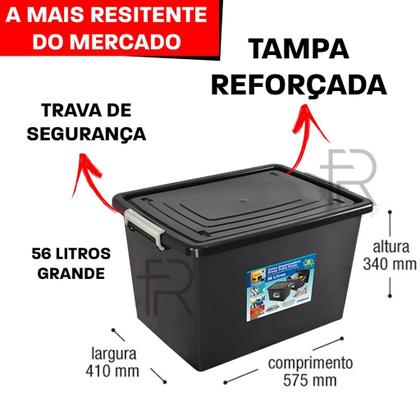 Kit 3 Caixas Organizadoras 56 Litros Preta - uninjet/arqplast Imagem de Kit 3 Caixas Organizadoras 56 Litros Preta