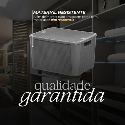 Imagem de Kit 3 Caixas Organizadoras 5,8L 8,8L 17L Rattan Cinza 