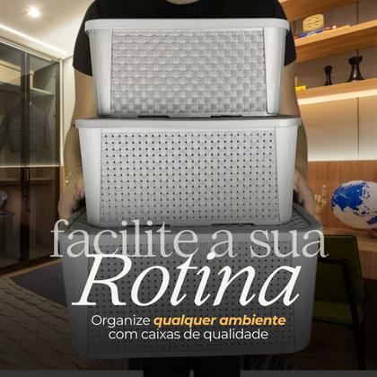 Imagem de Kit 3 Caixas Organizadoras 5,8L 8,8L 17L Rattan Cinza 