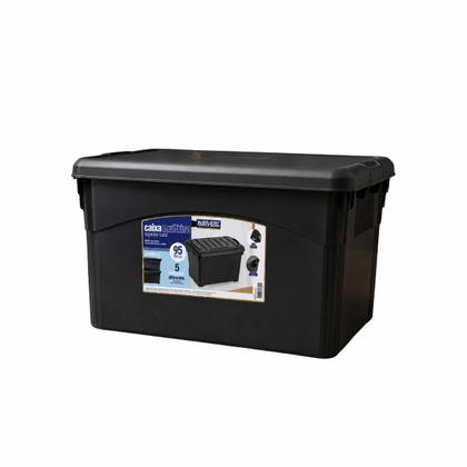Imagem de Kit 3 Caixas Organizadoras 95L Com Rodízio Preta Injeplastec