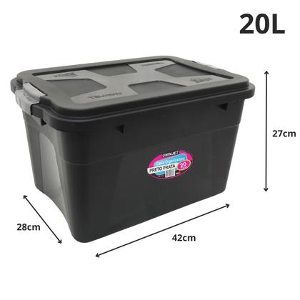 Imagem de Kit 3 Caixas Organizadoras Multiuso C/ Trava 20L, 30L e 56L