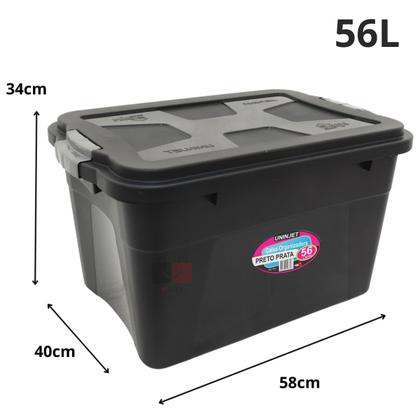 Imagem de Kit 3 Caixas Organizadoras Multiuso C/ Trava 20L, 30L e 56L