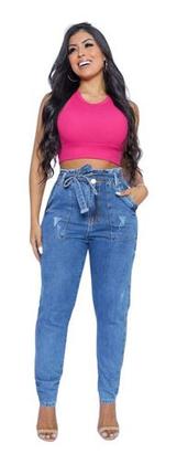 Imagem de Kit 3 Calca Jeans Feminina Mom Sem Lycra Cintura Alta Top