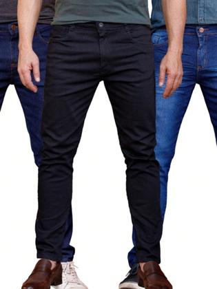 Imagem de Kit 3 Calça Jeans Masculina Básica Casual Para Trabalhar Slim Homem Com Elastano
