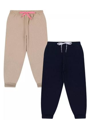 Imagem de Kit 3 Calça Moletom Infantil Menina Peluciada Feminino Bebe com Punho em Ribana bebê menina