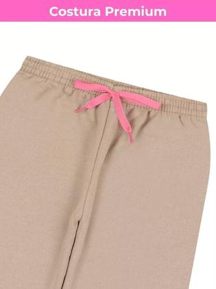Imagem de Kit 3 Calça Moletom Infantil Menina Peluciada Feminino Bebe com Punho em Ribana bebê menina