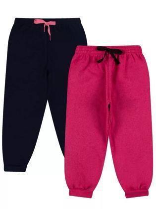 Imagem de Kit 3 Calça Moletom Infantil Menina Peluciada Feminino Bebe com Punho em Ribana bebê menina