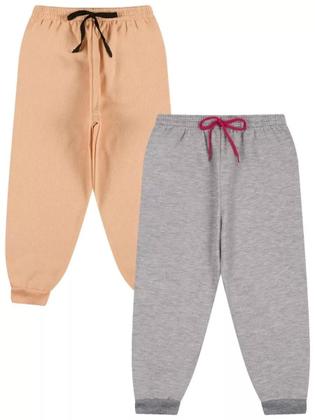 Imagem de Kit 3 Calça Moletom Infantil Menina Peluciada Feminino Bebe com Punho em Ribana bebê menina